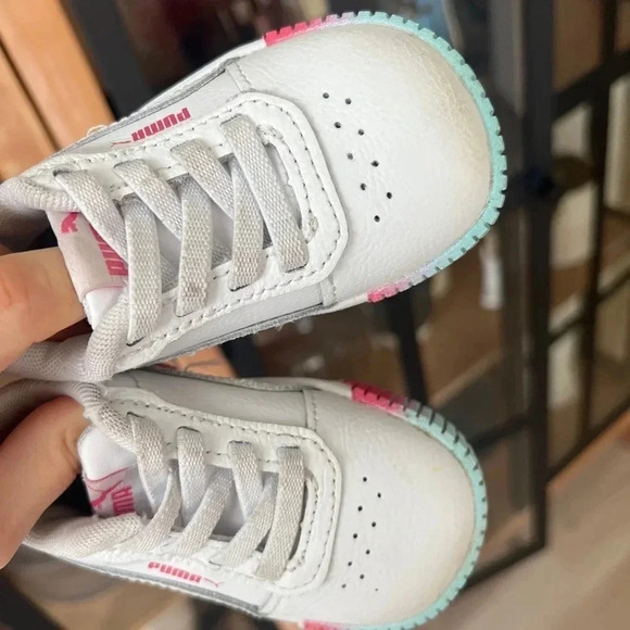 PUMA Baby sneakers Carina 2.0 Fade Athletic Shoes Toddler White Sunset Pink - Picture 7 of 8